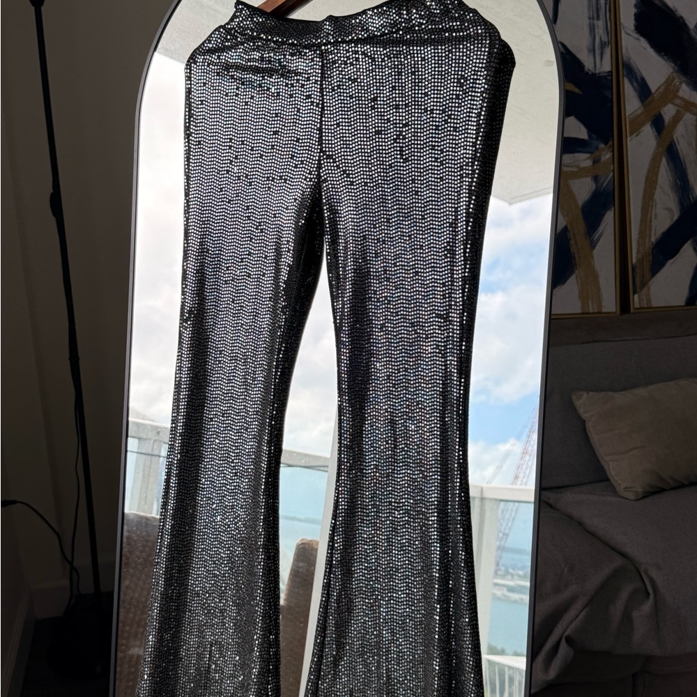 Forever 21 Silver Disco Flare Pants – Size S